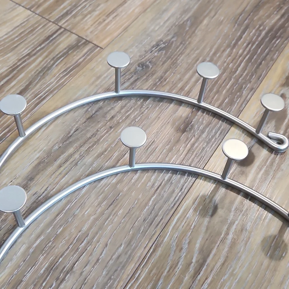 2 Spectrum Sweep Wave Wall Mount 9 Hook Racks Satin Nickel